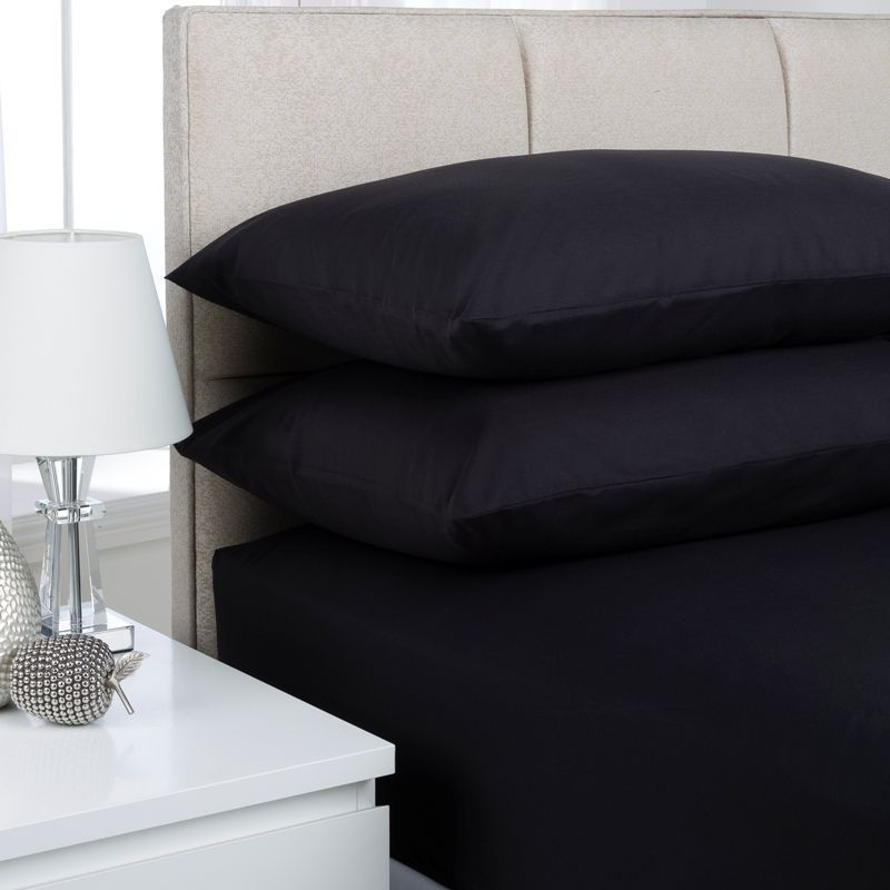 Plain Dyed Single Bed Fitted Sheet Black